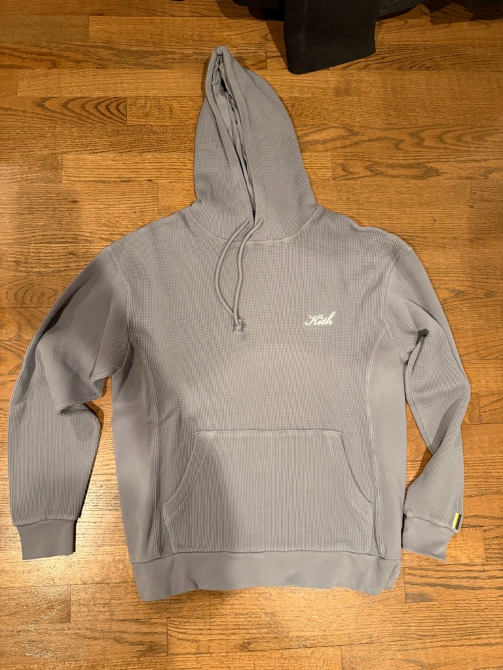 Kith Gray Waffle-Knit Script Logo Hoodie